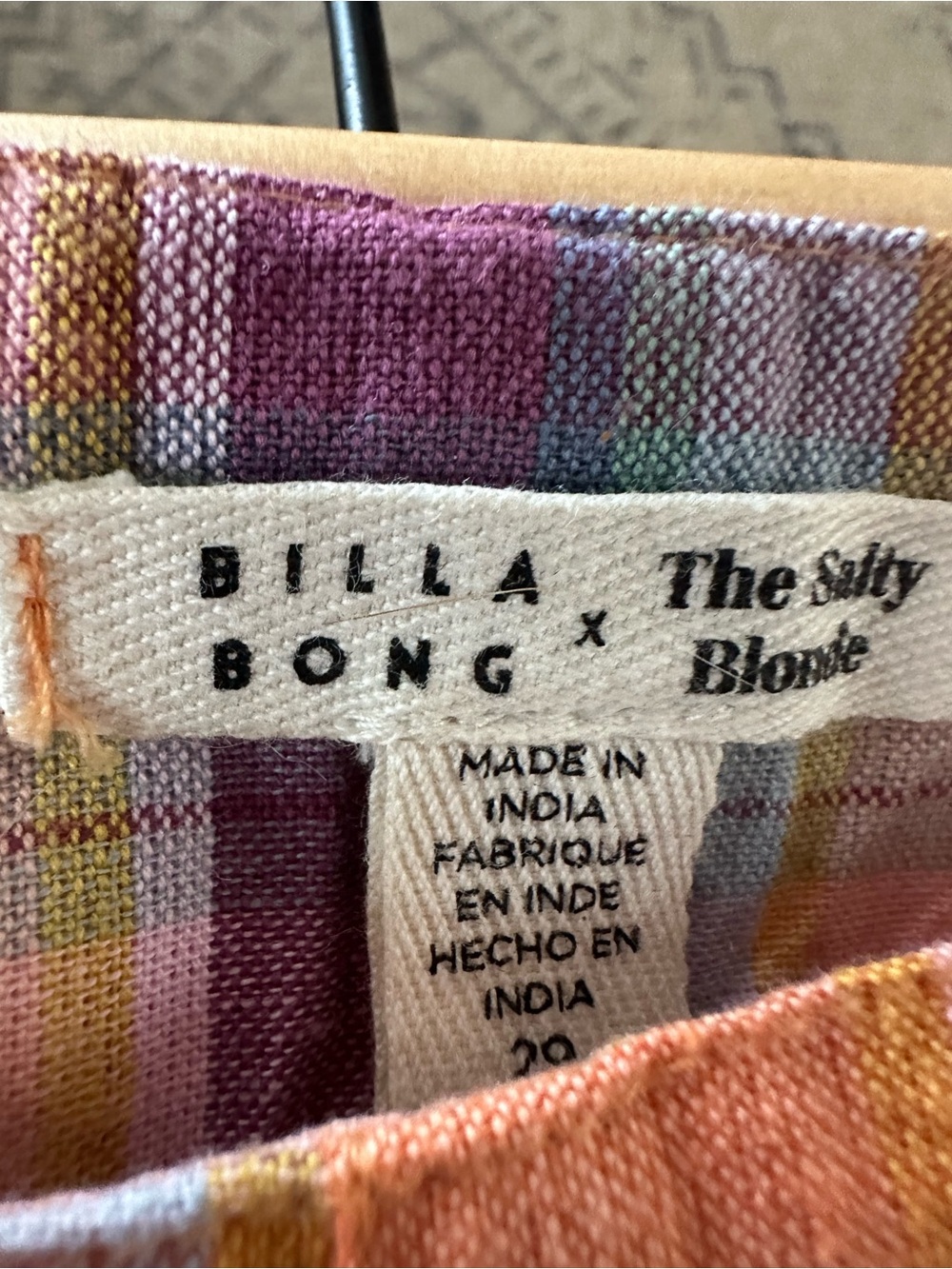 Billabong Multicolor Plaid Straight Leg Pants